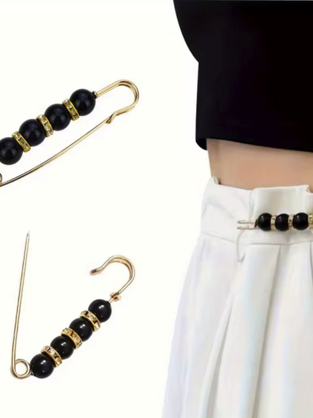 Elegant Amor Pearl Brooch / Pin Suitable For Blouse, Pants, Sleeves Etc. Gold